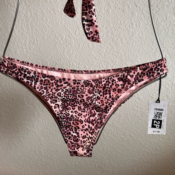 Shade & Shore pink leopard bikini Sz Small - Picture 3 of 7